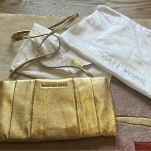 Michael Kors Stunning GOLD Leather Clutch 10,5"L x 5,5"H x 1/2"W